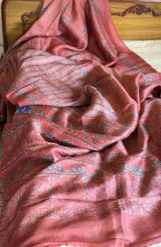 Pure Tussar Silk Ajrakh - Maroon