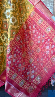 Pure Cotton Silk Ikat - Yellow Red