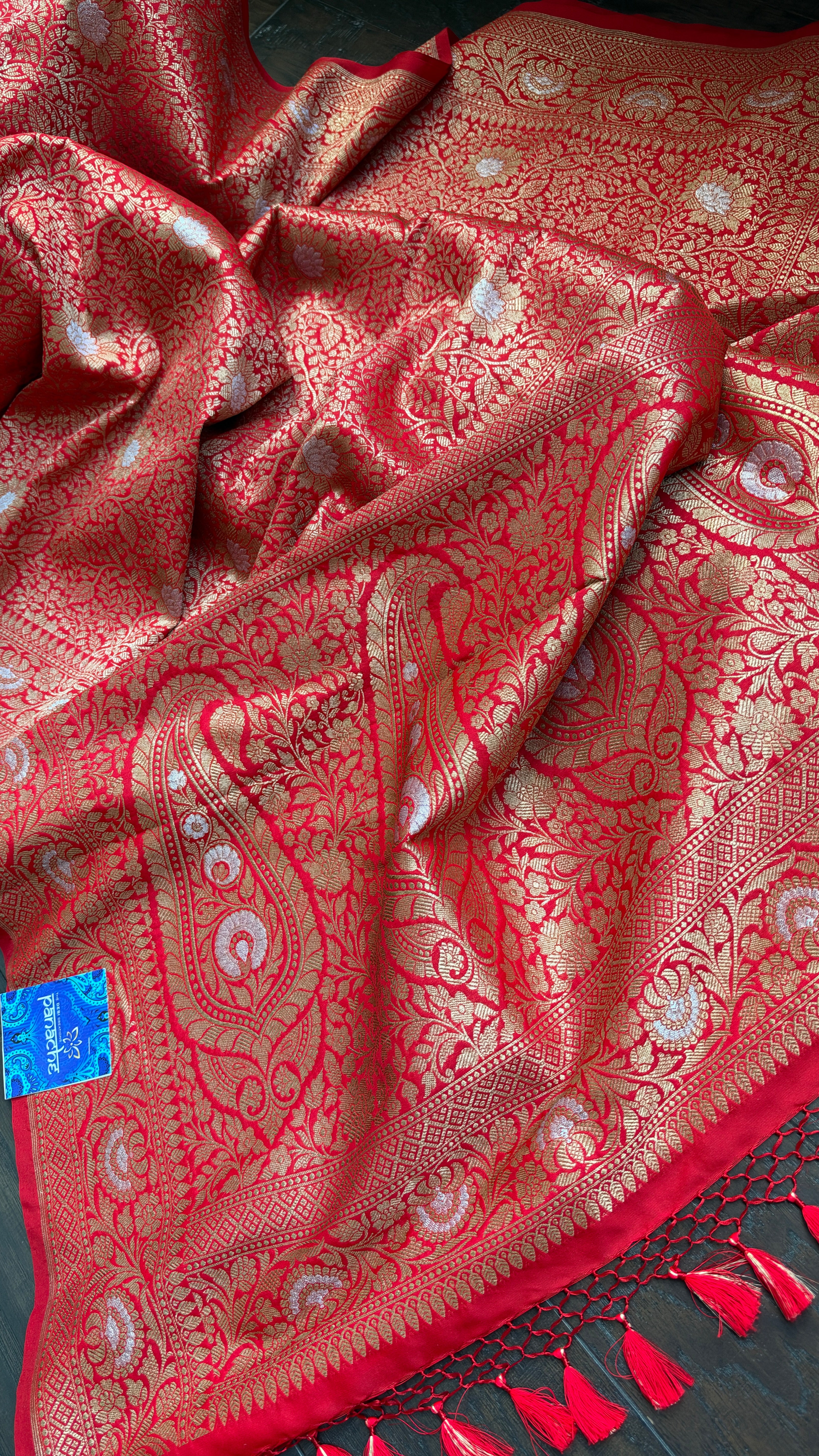 Soft Silk Brocade Banarasi - Red Sona Rupa Zari