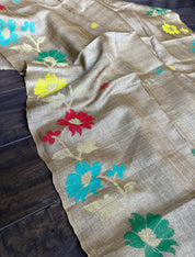 Pure Tussar Silk Jamdaani - Tan Color