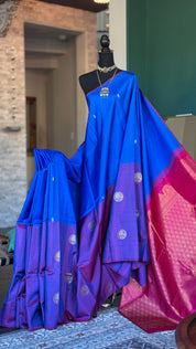 Pure Silk Kanjivaram - Royal Blue Purple Magenta