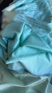 Soft Silk Banarasi - Aqua Sea Green