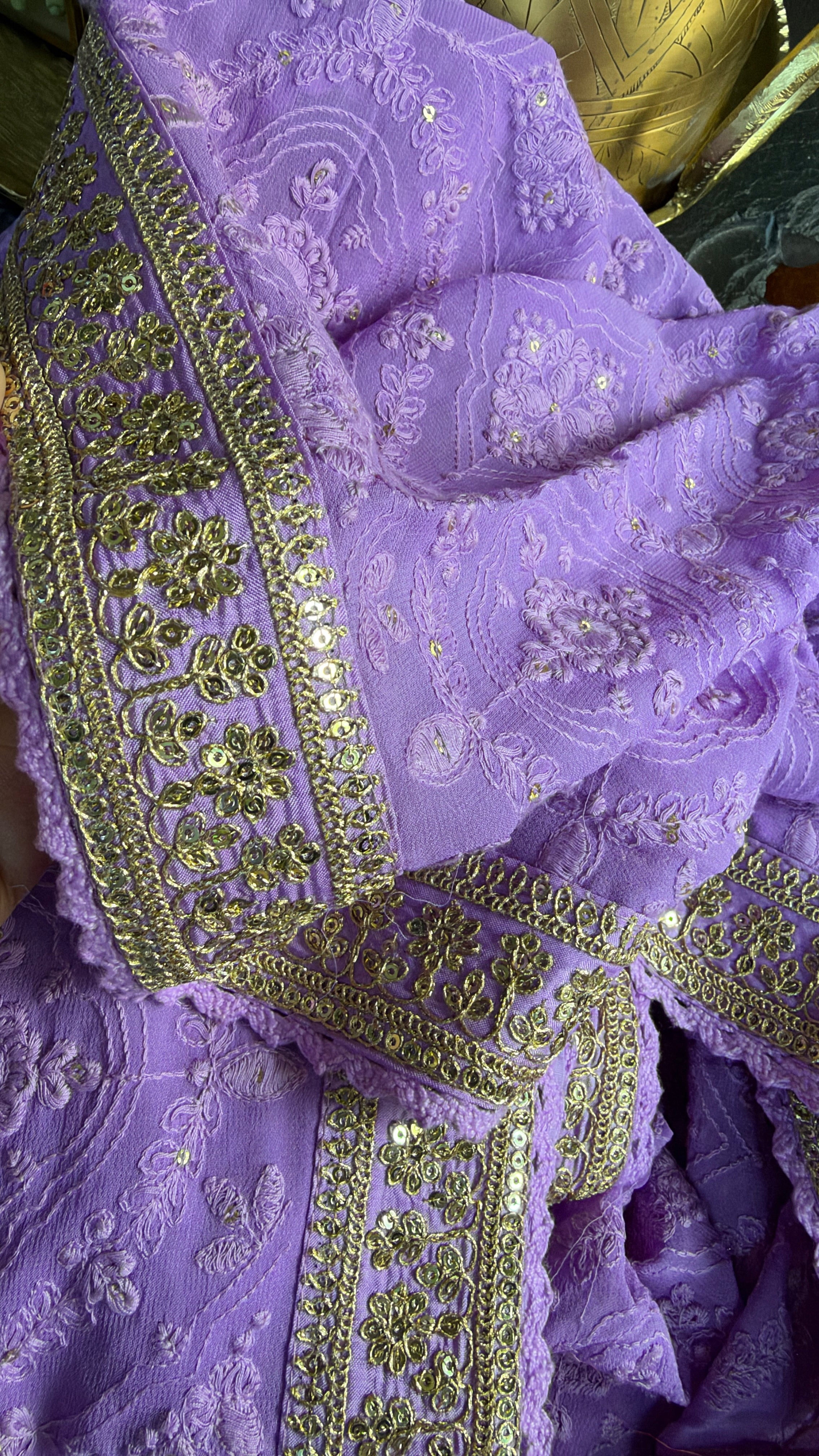 Designer Pure Georgette Chikankari - Violet
