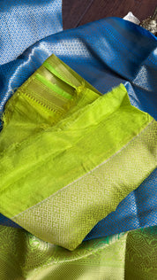 Soft Silk Banaras Saree - Blue Green Tanchoi