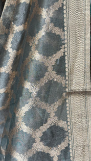 Pure Tissue by Tissue Silk Jaal Banarasi - Grey Kadhua