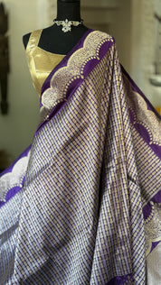 Silk Brocade Banarasi - Purple Antique Zari Kadwa