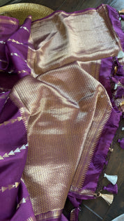 Pure Silk Banarasi - Purple Golden Zari