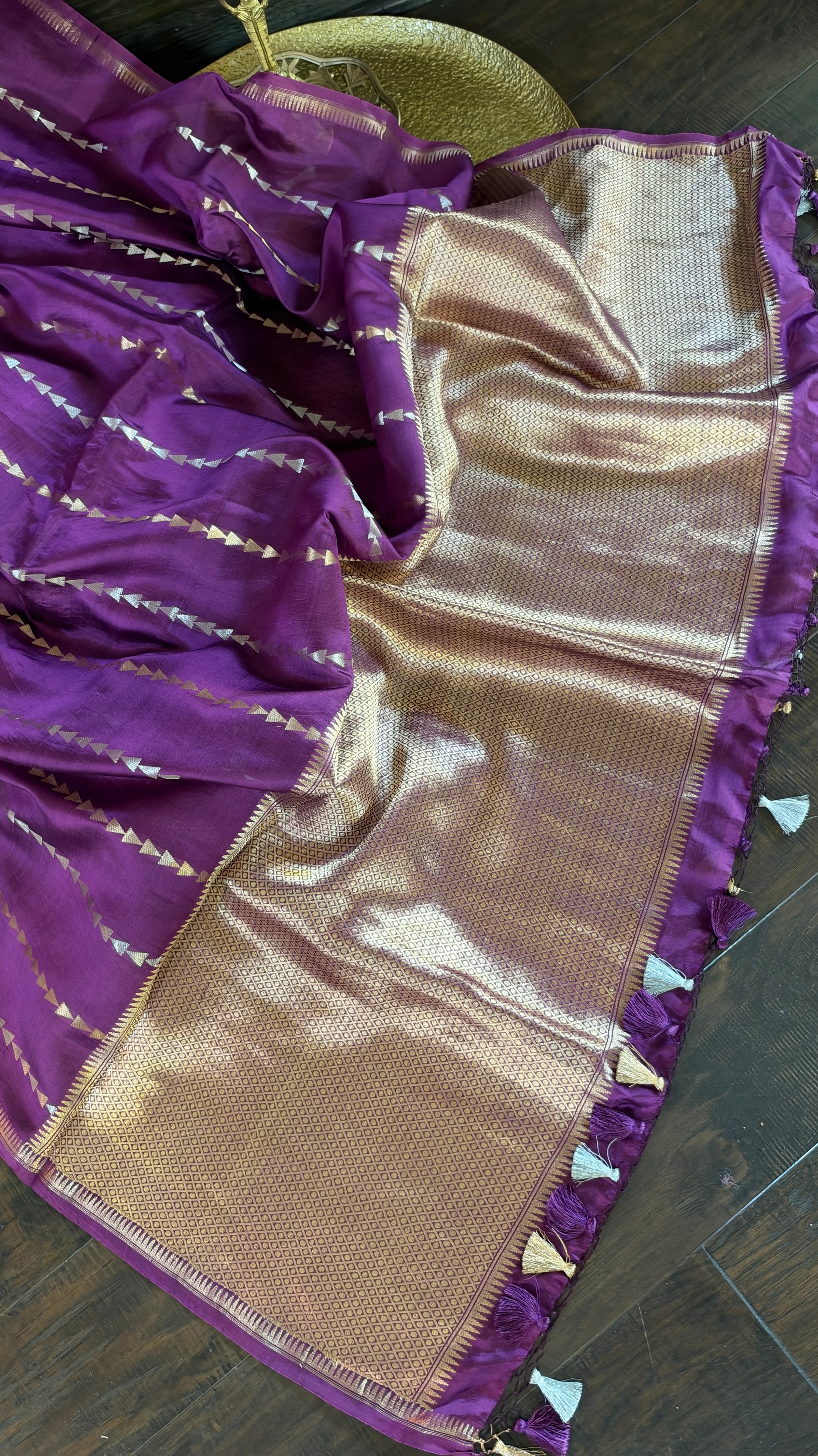 Pure Silk Banarasi - Purple Golden Zari
