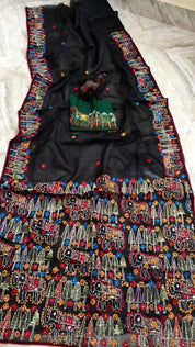 Kota Silk Lamban - Black Embroidered