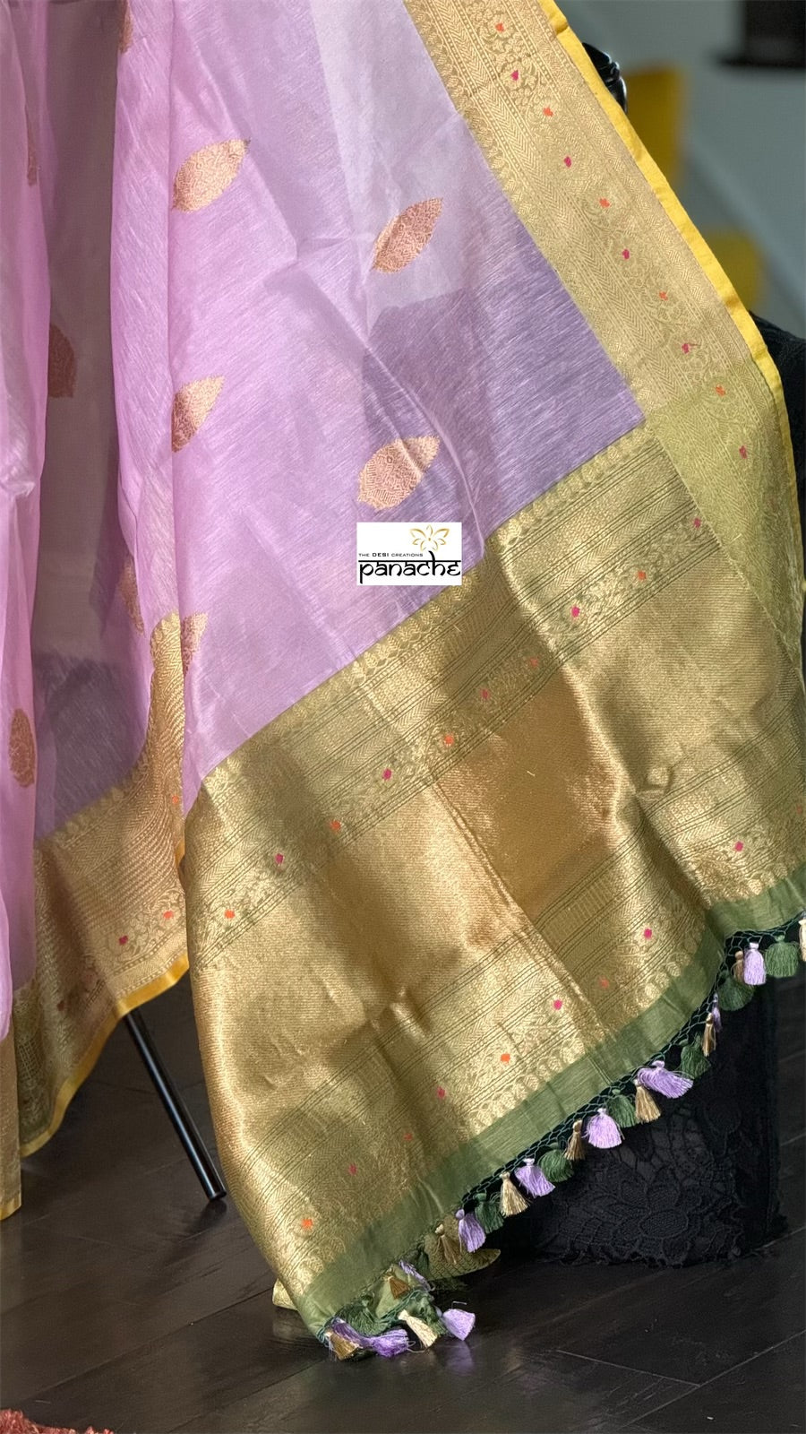 Linen Silk Banarasi - Lavender Green