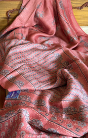 Pure Tussar Silk Ajrakh - Maroon