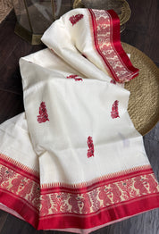 Pure Garad Silk- Off-White Red