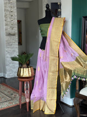 Linen Silk Banarasi - Lavender Green