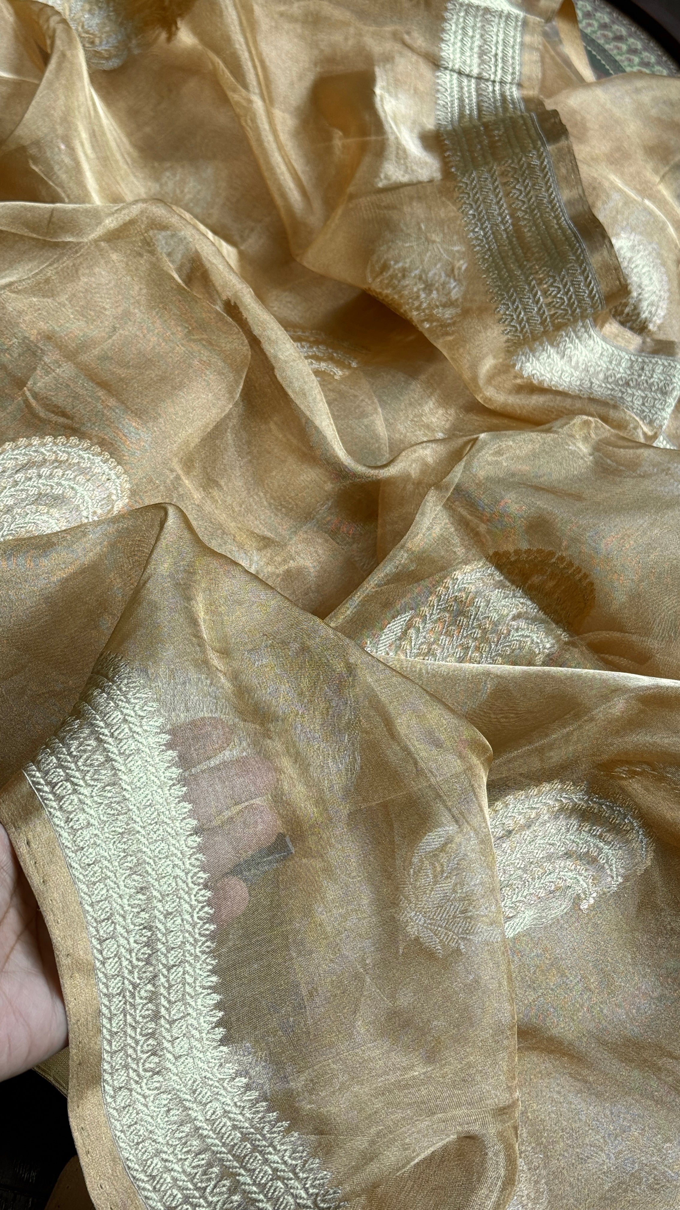 Pure Tissue Silk Banarasi - Golden Khadhua Woven