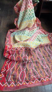 Designer Jamdaani Gujrati Embroidered - Beige Multi Color