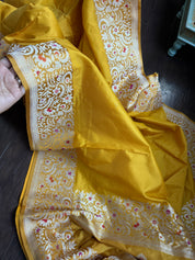 Pure Katan Silk Kadhua Banarasi - Yellow