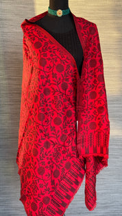 Semi Pashmina Stole - Red Black