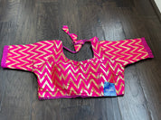 Designer Blouse - Pink Chevron Woven