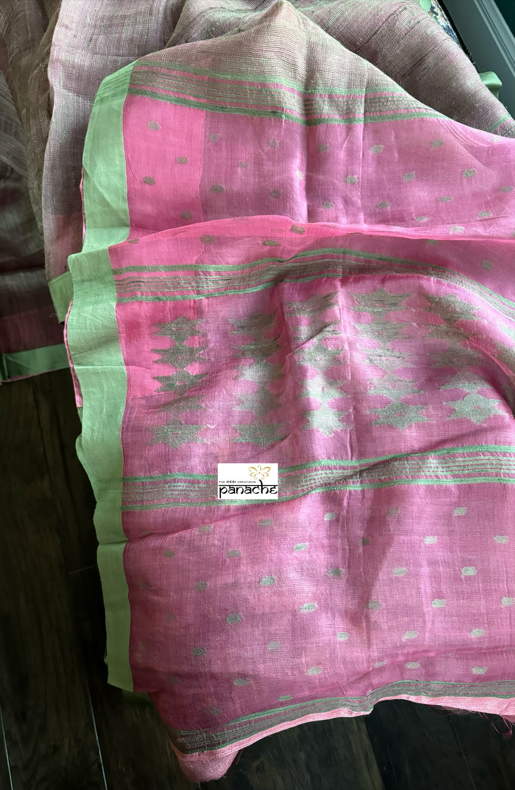 Pure Matka Silk Dual weave - Green by Pink