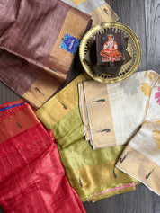 Tussar Silk Paithani Single Munia - Golden Beige Handwoven