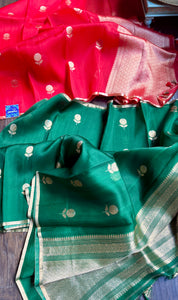 Kora Silk Banarasi - Emerald Green