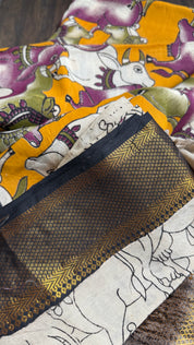 Chinori Silk Kalamkari - Yellow Nandi