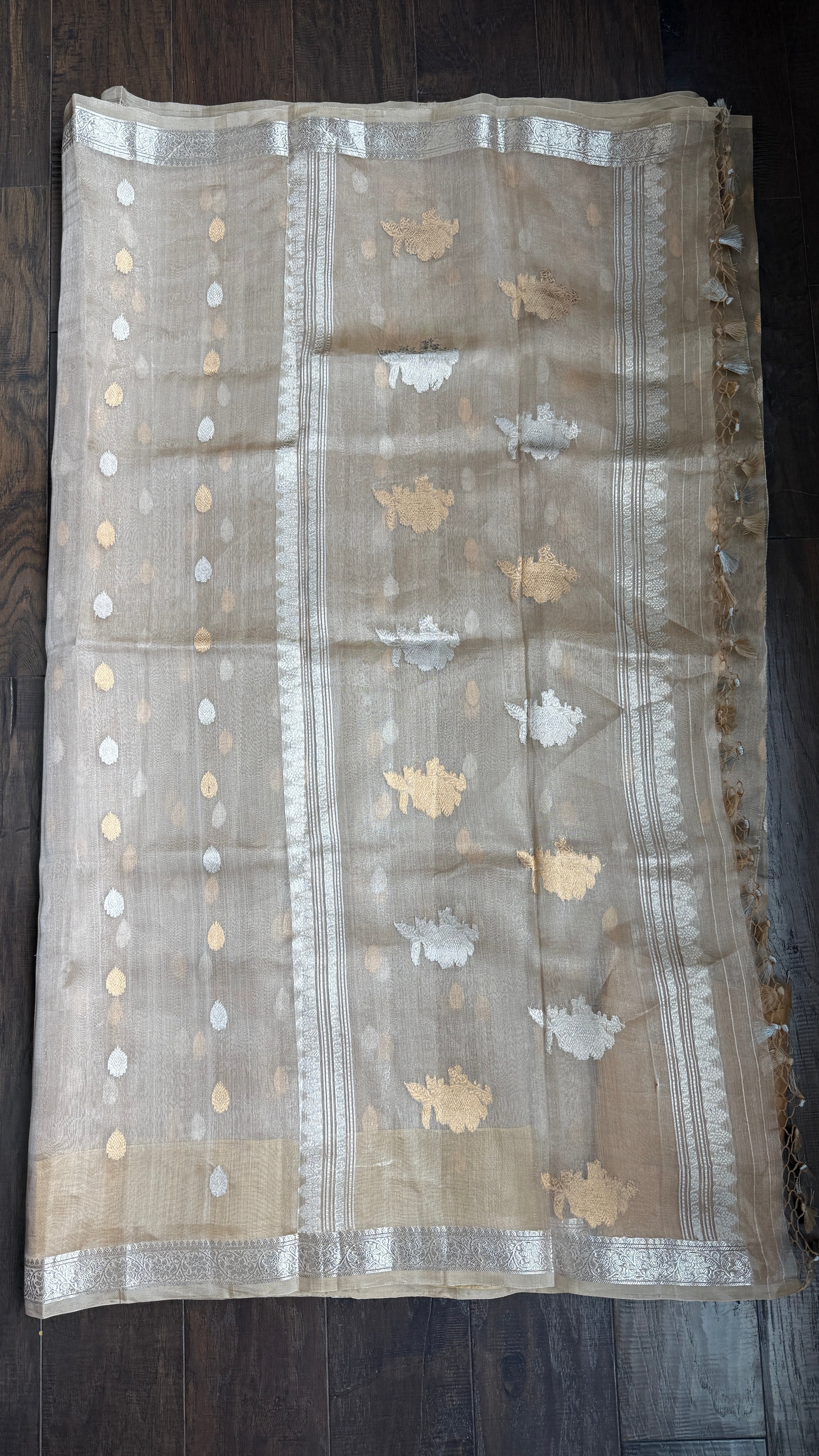 Tissue Organza Silk Banarasi - Light Tan