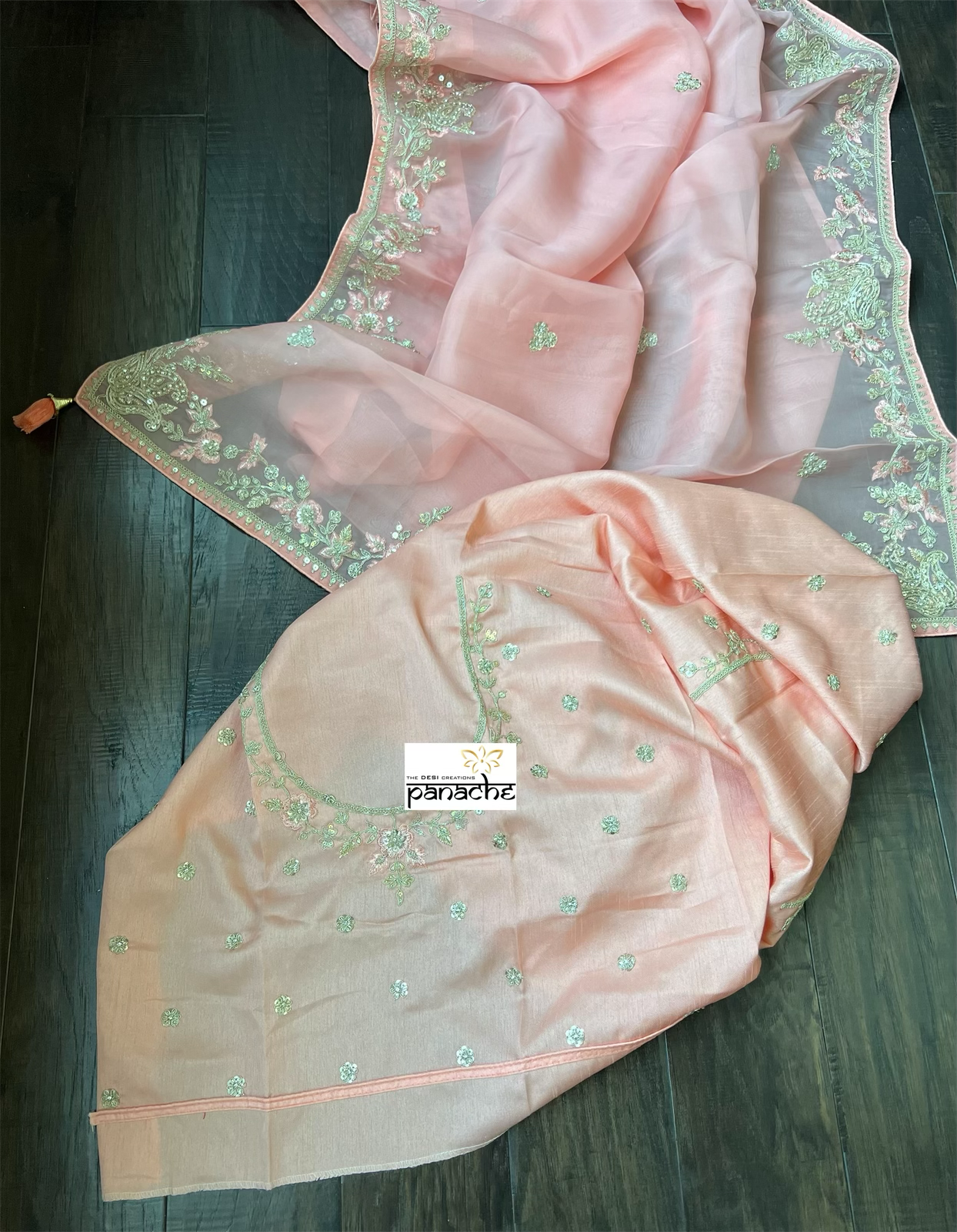 Designer Organza - Pink Embroidered