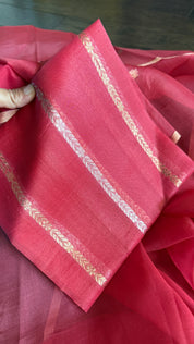 Kora Silk Rangkat Banarasi - Pink Orange Shaded
