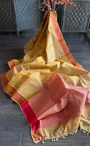 Chanderi Silk Cotton Tissue - Ochre Yellow Woven