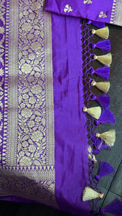 Katan Silk Banarasi -  Purple Jaal Woven