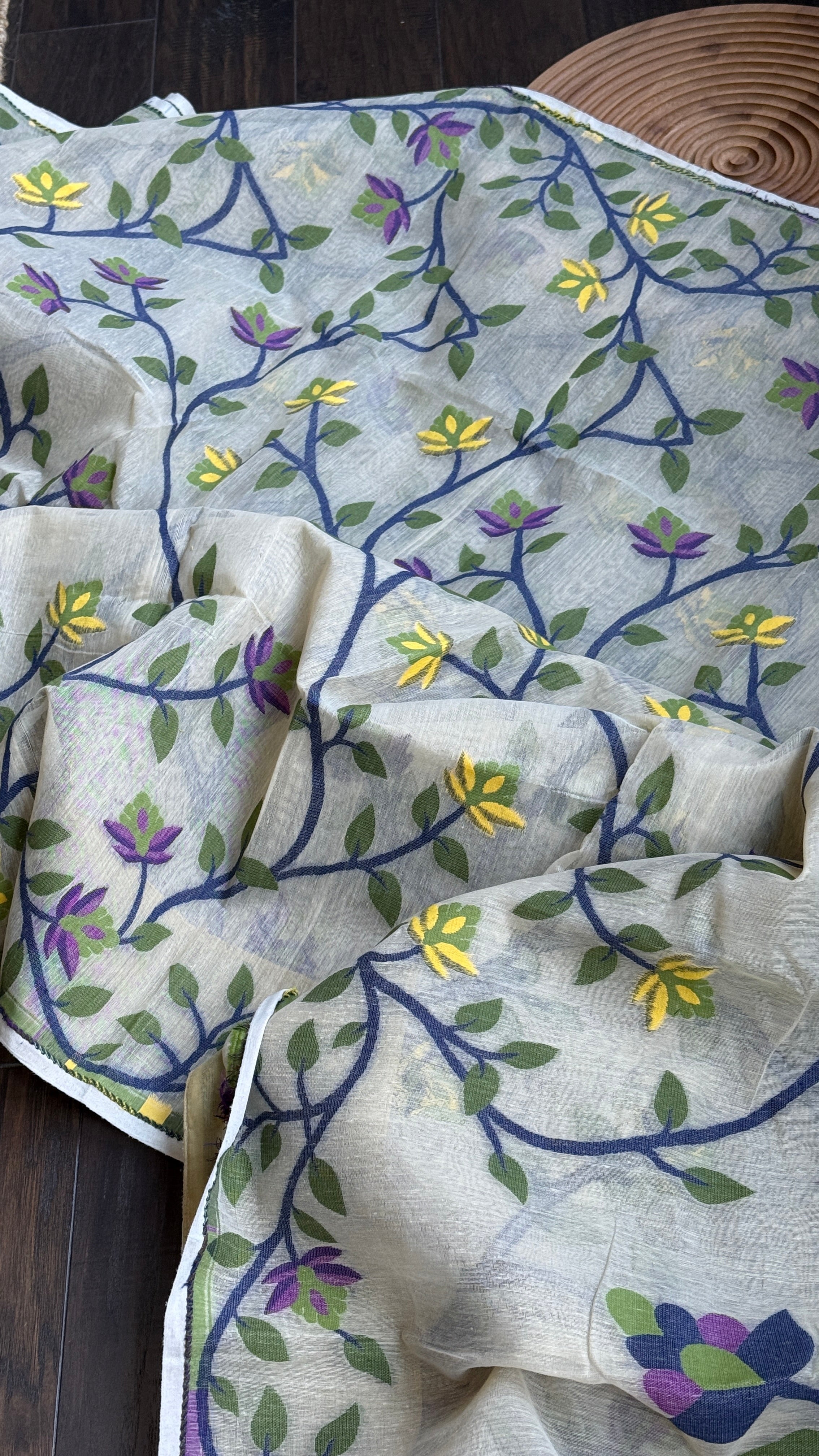 Cotton Jamdaani  - Beige Multi Colored 1