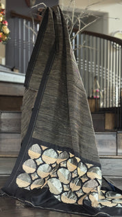 Pure Khadi Silk Jute Woven - Black