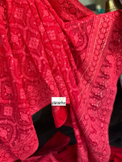 Designer Pure Georgette Chikankari - Red