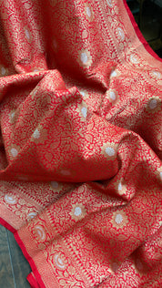 Soft Silk Brocade Banarasi - Red Sona Rupa Zari