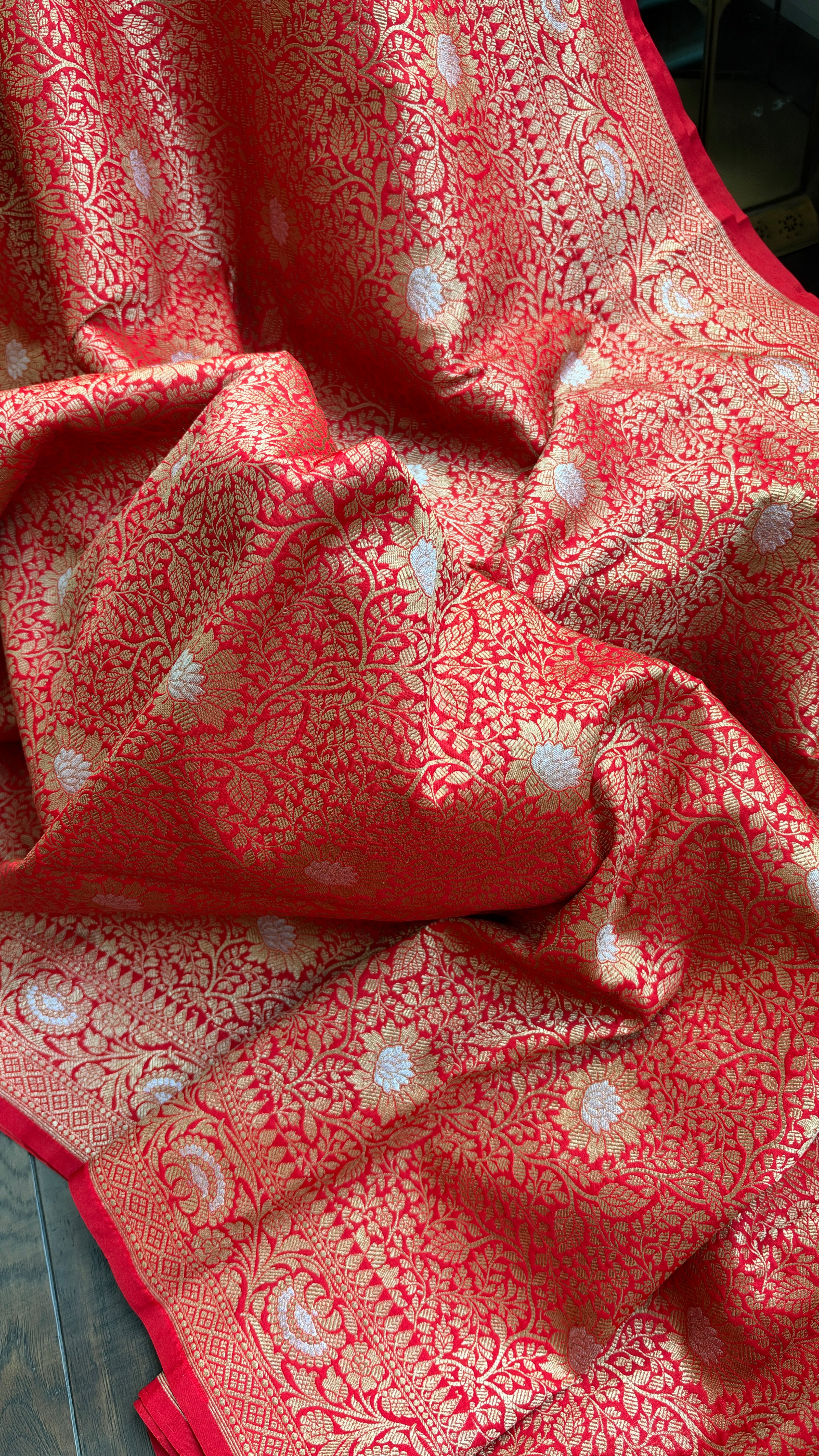 Soft Silk Brocade Banarasi - Red Sona Rupa Zari