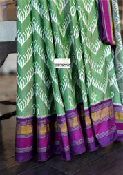 Pure Silk Ikat -  Green Purple Pochampally