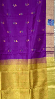 Pure Silk Kanjivaram - Purple Lime Green Yellow