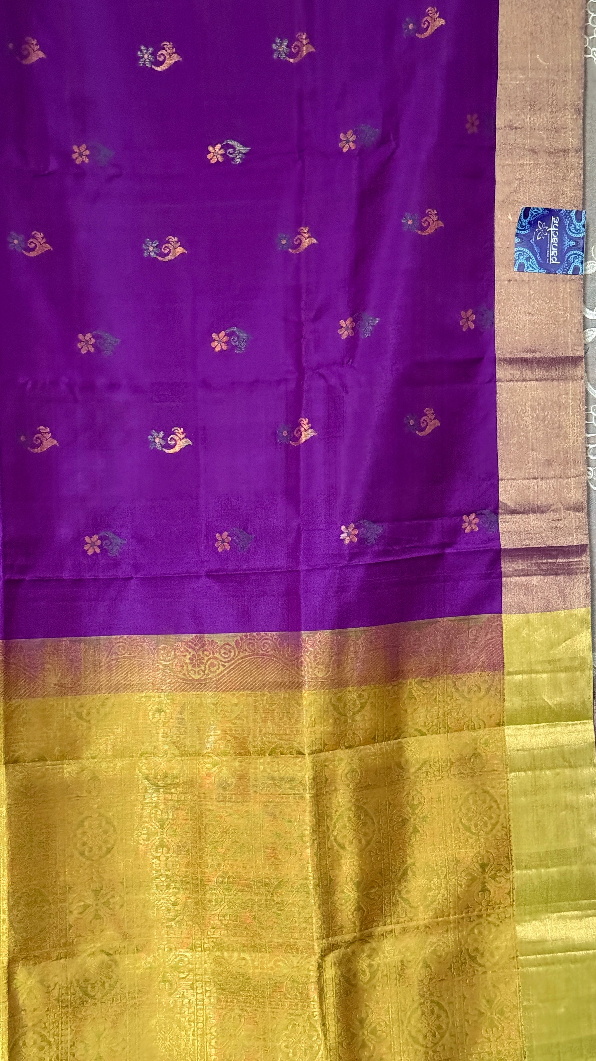 Pure Silk Kanjivaram - Purple Lime Green Yellow