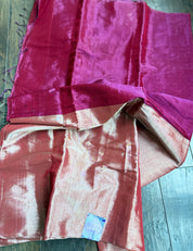 Chanderi Tissue Silk - Magenta Purple Golden woven