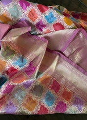 Pure Silk Banarasi - Thulian Pink Multi Color