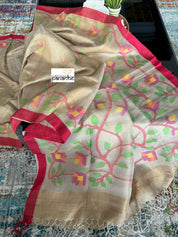 Pure Matka Silk Jamdaani - Tan