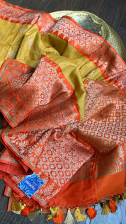 Tassur Silk Banarasi - Ochre Yellow Orange