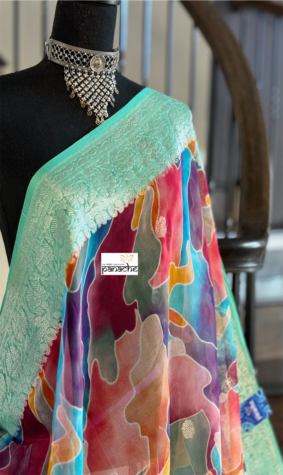 Khaddi Chiffon Banarasi - Multi color digital Printed