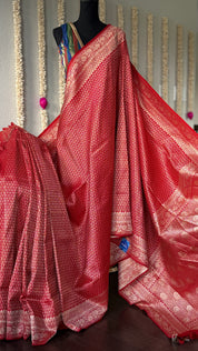Soft Silk Banaras Saree - Red Zari Woven