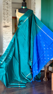 Pure Silk Kanjivaram - Teal Green Blue