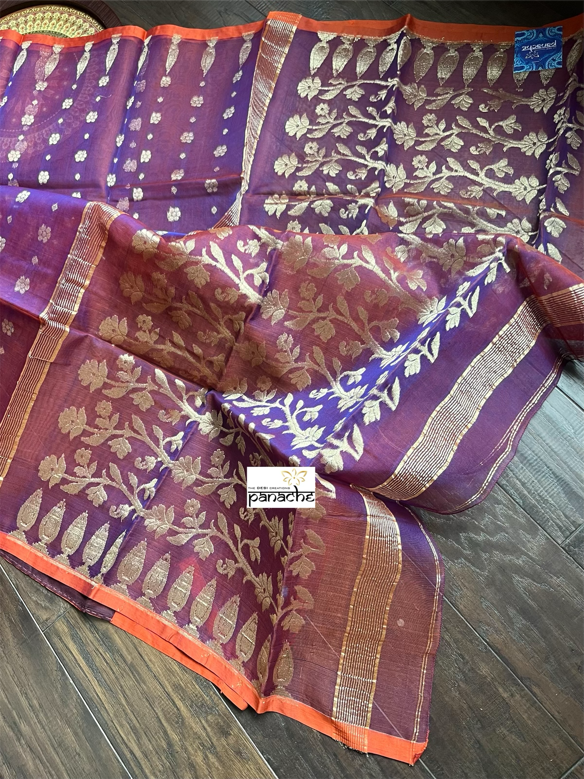 Muslin Jamdaani - Purple Orange