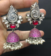 Earring 925 Silver- Pink Zicornia Jhumka