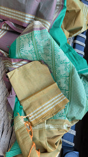 Kanchi Cotton Handloom - Green Mubbagam