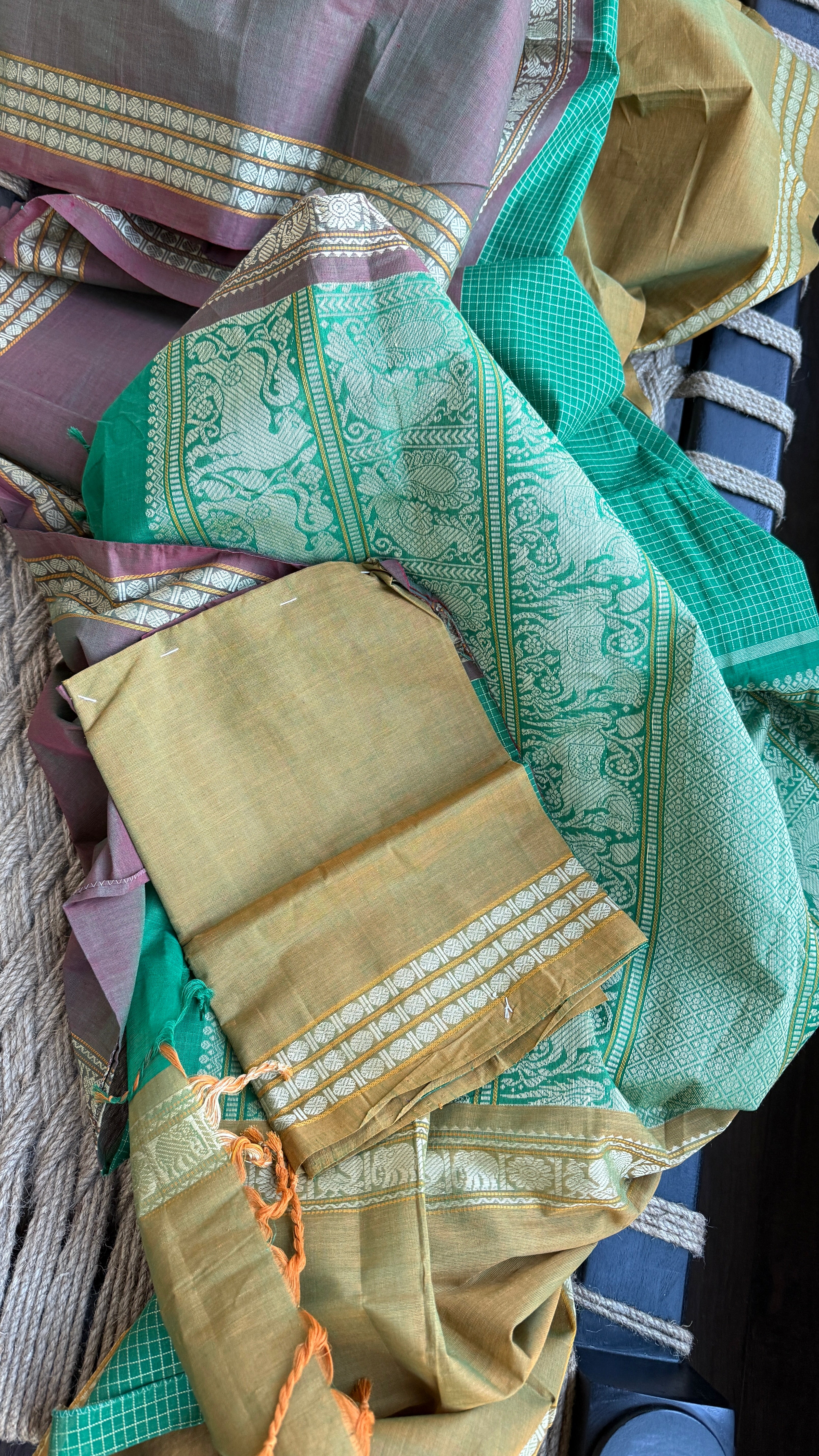 Kanchi Cotton Handloom - Green Mubbagam